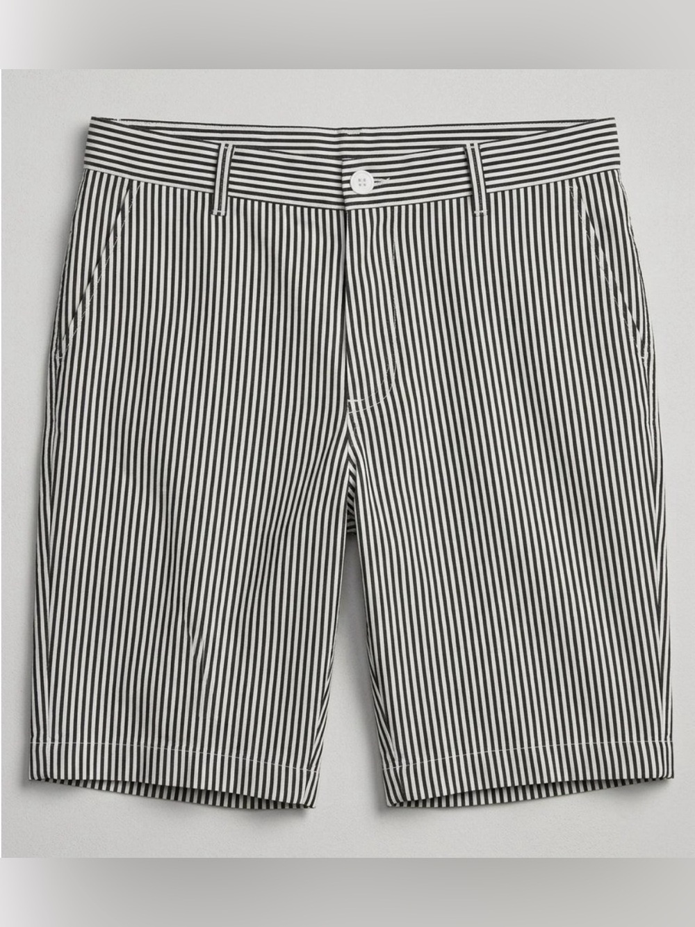 Men’s 100% Cotton Black and White Vertical Stripe Shorts